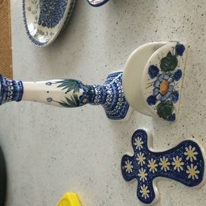3 peices of signed handmade Polish Pottery
